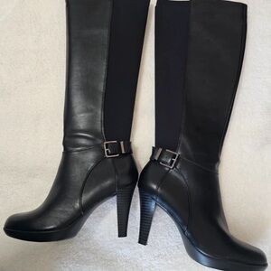 Alfani Black Heeled Boots with Buckle Detail